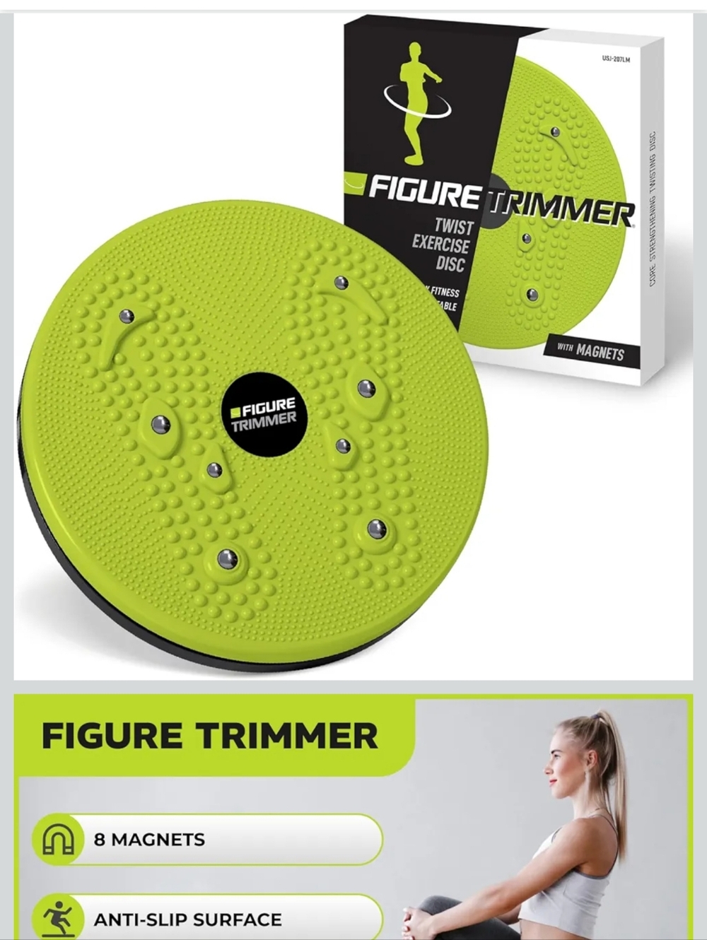Figure Trimmer Twist Exercise Disc - Lime Green
